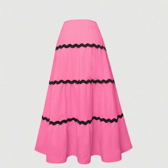 Boho Green Colorblock High Waist Maxi Skirt - Picture 5 of 11